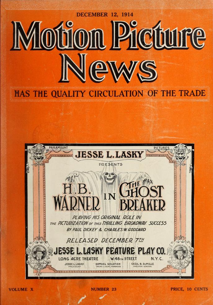 MOTION PICTURE NEWS magazine side cover 12 December 1914
