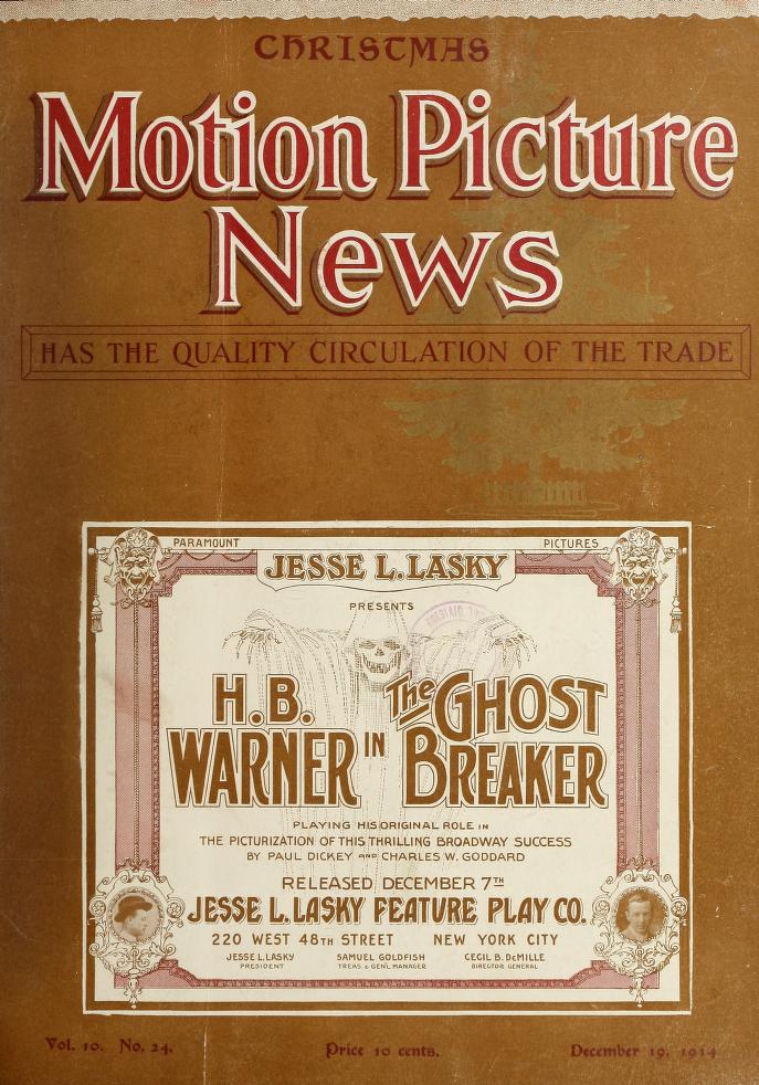 MOTION PICTURE NEWS magazine side cover 19 December 1914