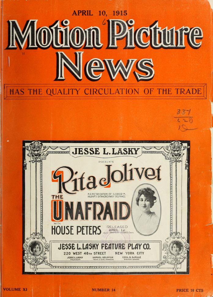 MOTION PICTURE NEWS magazine side cover 10 April 1915