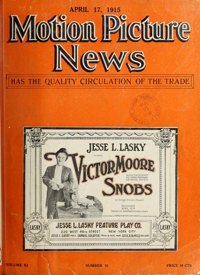 MOTION PICTURE NEWS magazine side cover 17 April 1915