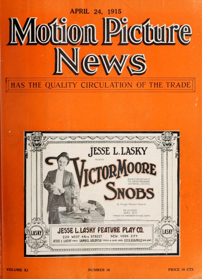 MOTION PICTURE NEWS magazine side cover 24 April 1915