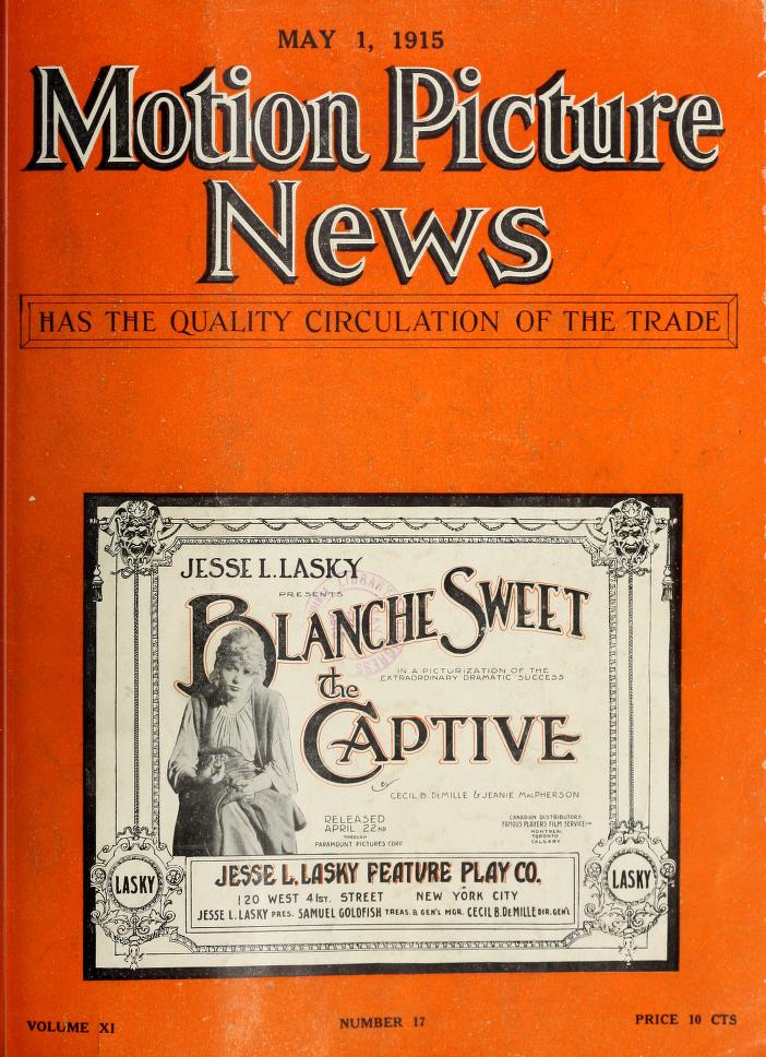 MOTION PICTURE NEWS magazine side cover 1 May 1915