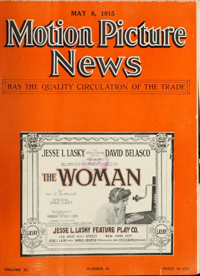MOTION PICTURE NEWS magazine side cover 8 May 1915