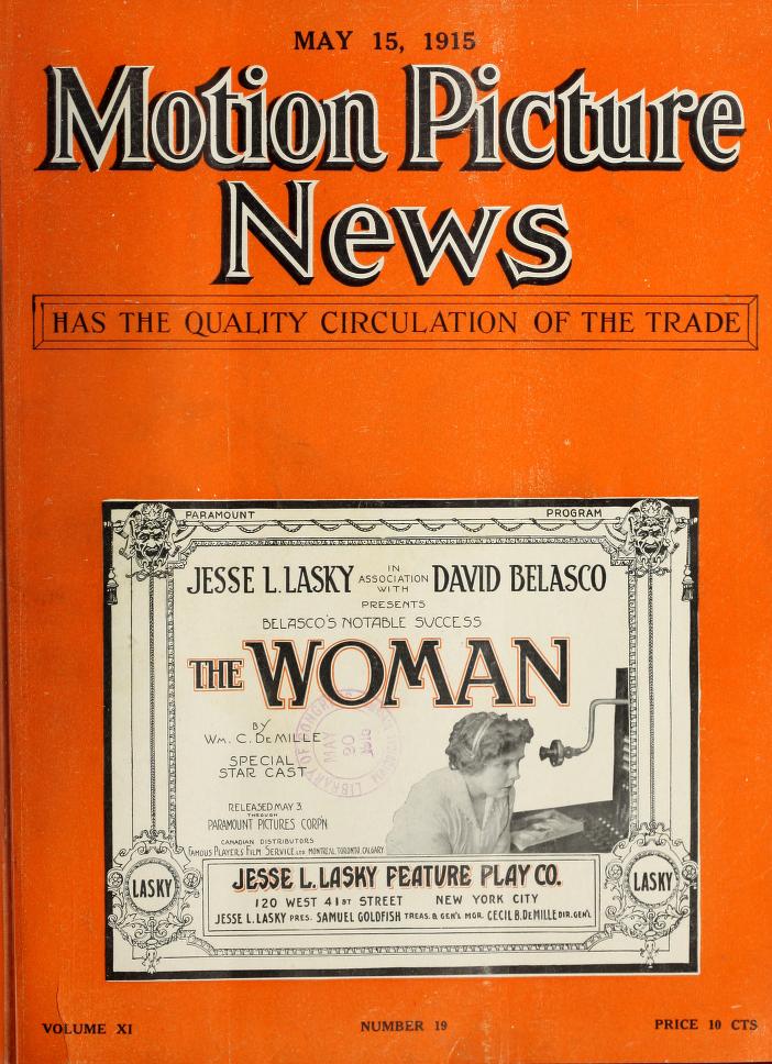 MOTION PICTURE NEWS magazine side cover 15 May 1915