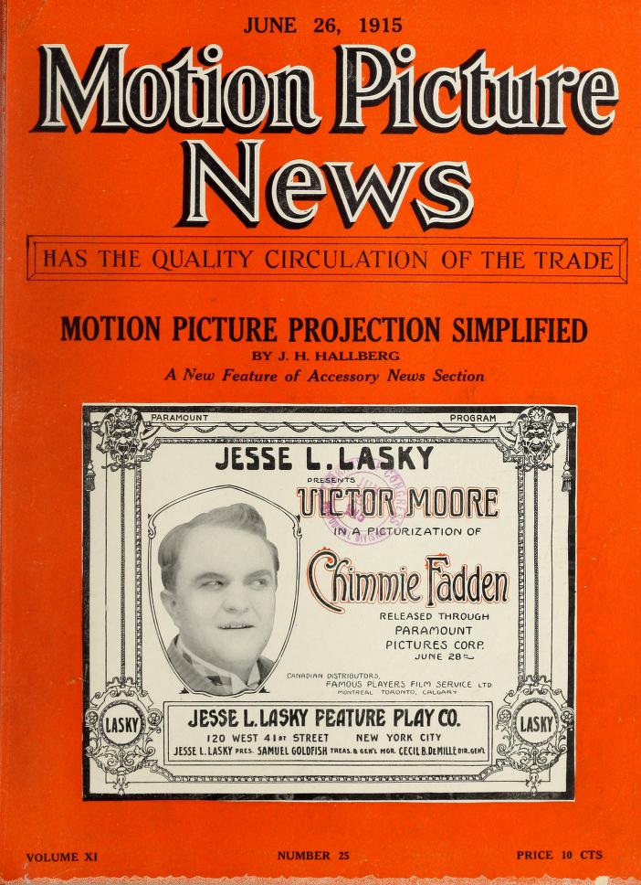 MOTION PICTURE NEWS magazine side cover 26 June 1915