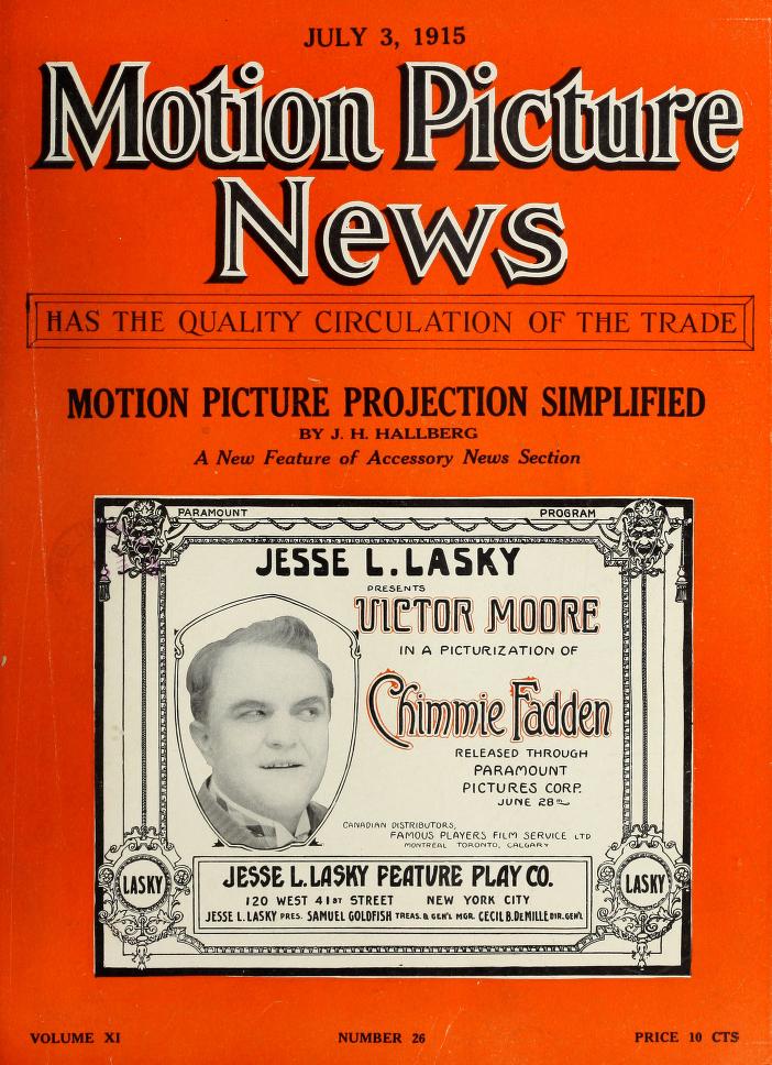 MOTION PICTURE NEWS magazine side cover 3 July 1915