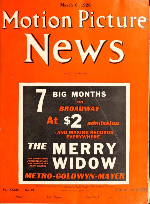 MOTION PICTURE NEWS magazine side cover 6 March 1926
