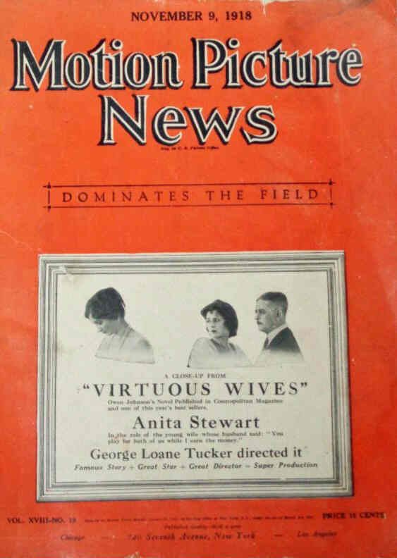 MOTION PICTURE NEWS magazine side cover 9 November 1918