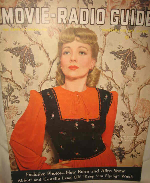 MOVIE-RADIO GUIDE magazine side cover 29 November 1941