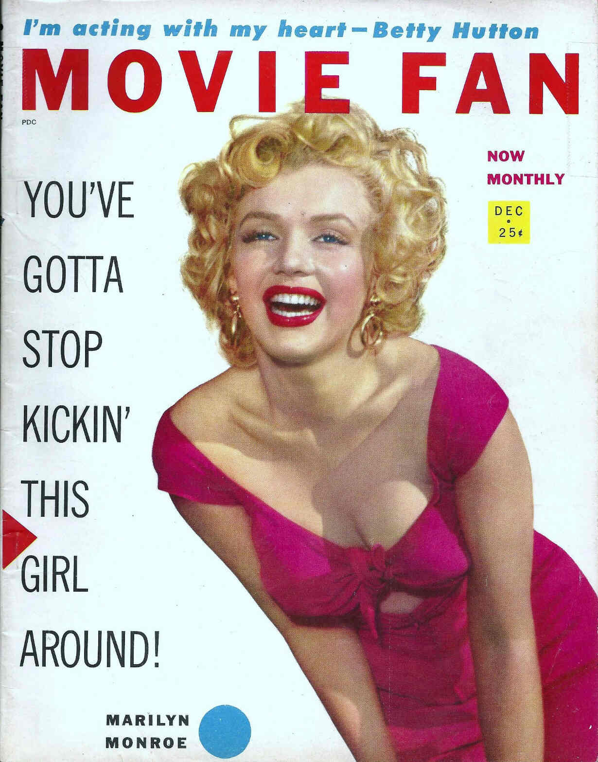 MOVIE FAN magazine side cover  Vol 7 # 3 December 1952