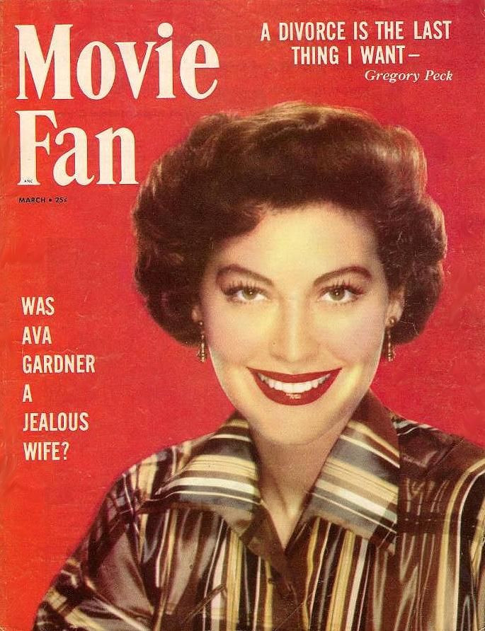 MOVIE FAN magazine side cover  Vol 9 # 2 March/April 1954