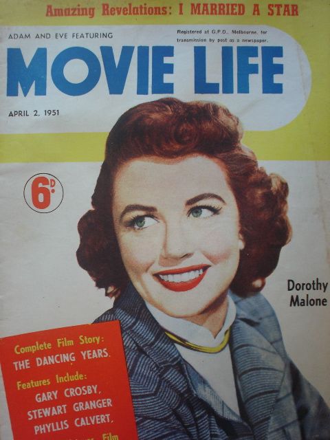 MOVIE LIFE (Au) magazine side cover 2 April 1951