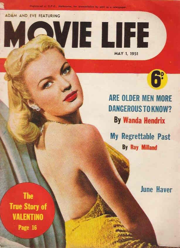 MOVIE LIFE (Au) magazine side cover May 1951