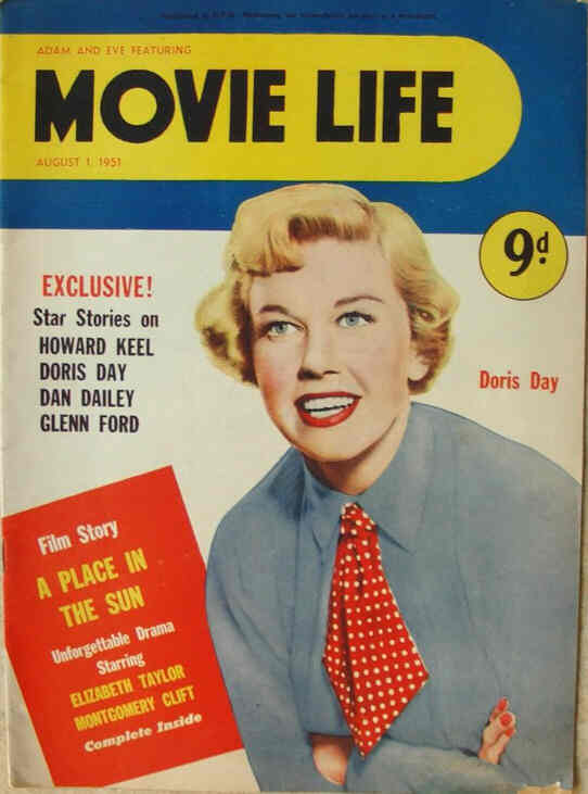 MOVIE LIFE (Au) magazine side cover August 1951
