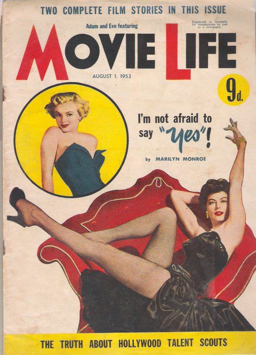 MOVIE LIFE (Au) magazine side cover August 1953
