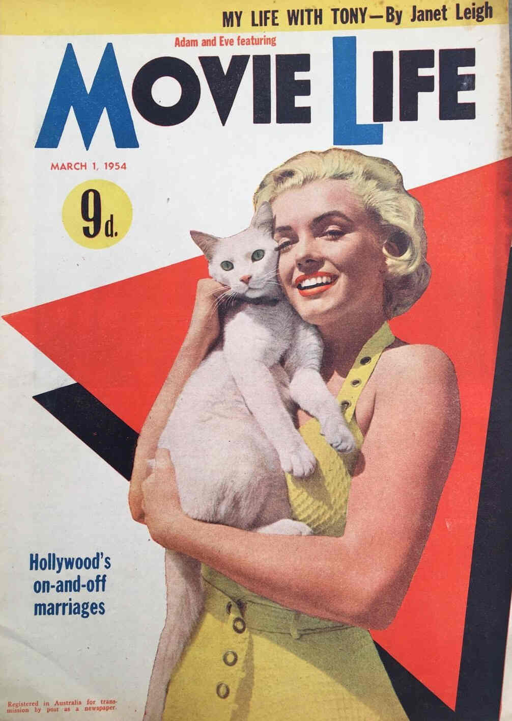 MOVIE LIFE (Au) magazine side cover March 1954