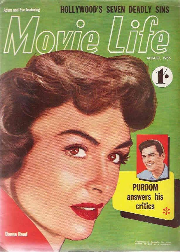 MOVIE LIFE (Au) magazine side cover August 1955