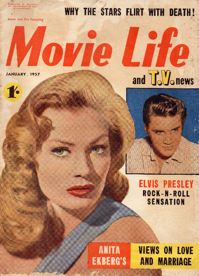 MOVIE LIFE (Au) magazine side cover January 1957