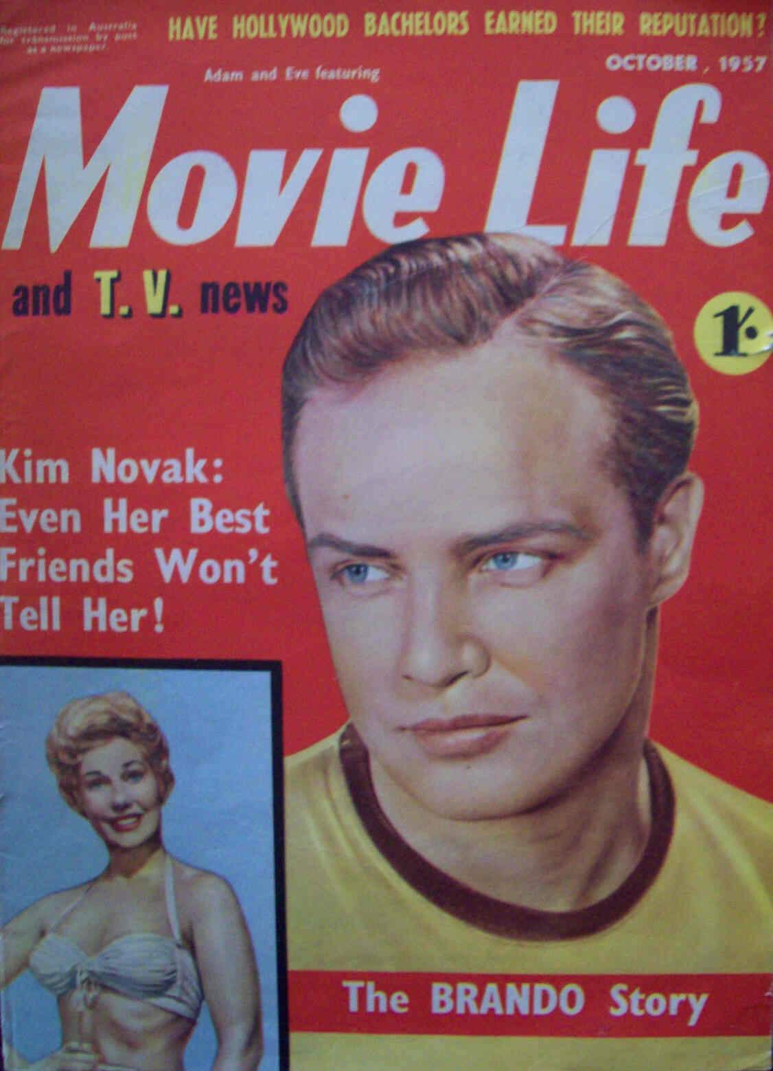 MOVIE LIFE (Au) magazine side cover October 1957
