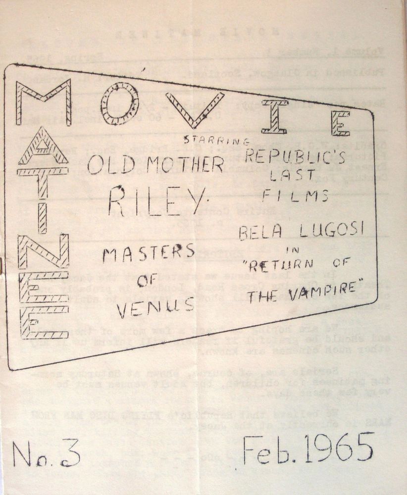 MOVIE MATINEE magazine side cover Issue 3 February 1965