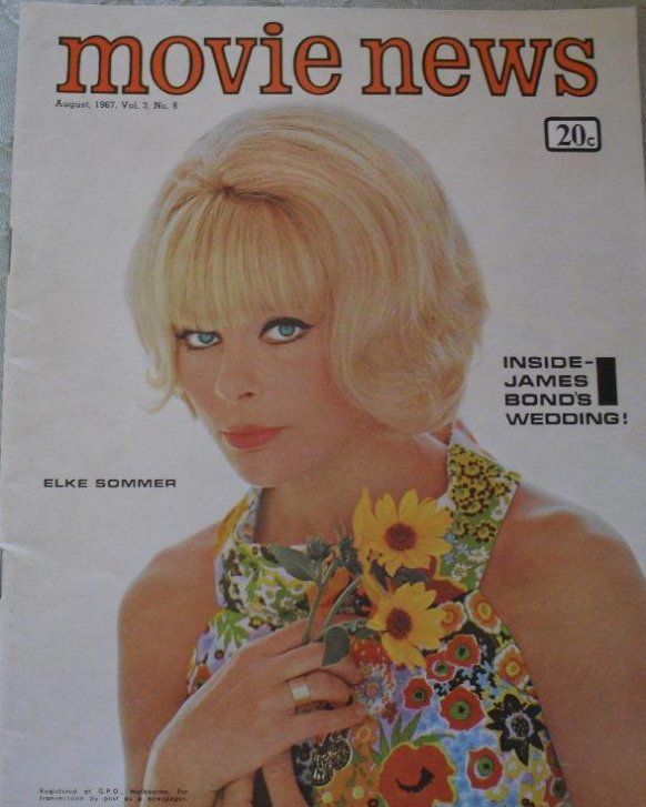 MOVIE NEWS (Au) magazine side cover  Vol 3 # 8 August 1967