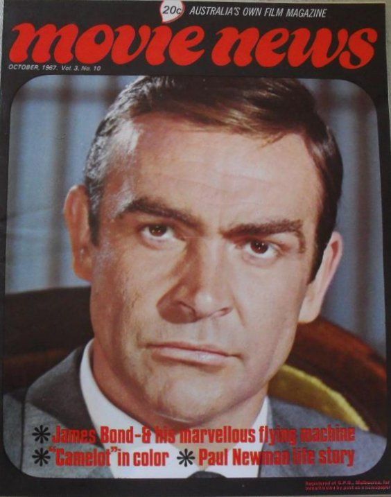 MOVIE NEWS (Au) magazine side cover  Vol 3 # 10 October 1967