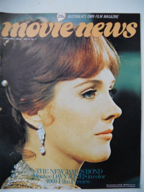 MOVIE NEWS (Au) magazine side cover  Vol 5 # 1 January 1969
