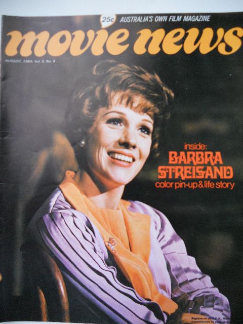 MOVIE NEWS (Au) magazine side cover  Vol 5 # 8 August 1969