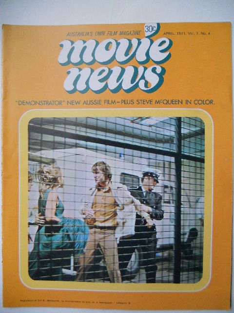 MOVIE NEWS (Au) magazine side cover  Vol 7 # 4 April 1971