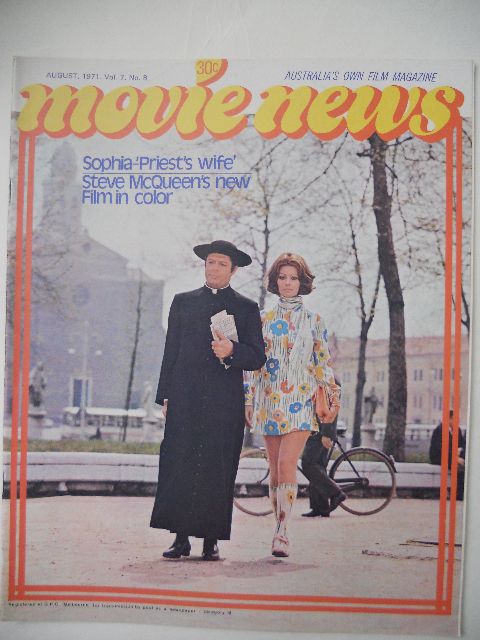 MOVIE NEWS (Au) magazine side cover  Vol 7 # 8 August 1971