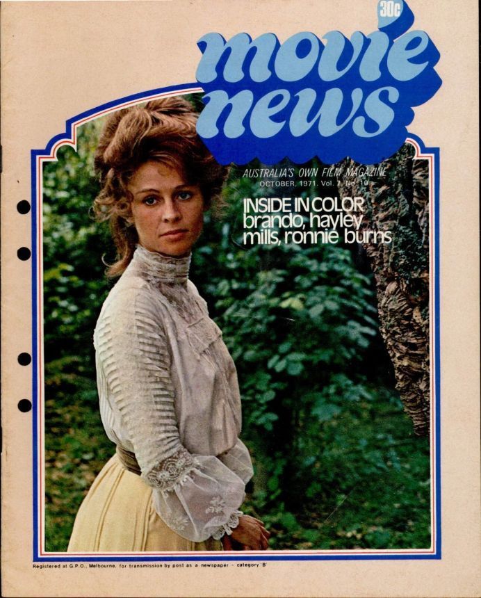 MOVIE NEWS (Au) magazine side cover  Vol 7 # 10 October 1971