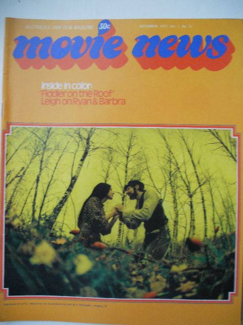 MOVIE NEWS (Au) magazine side cover  Vol 7 # 12 December 1971