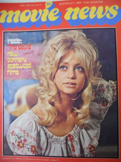 MOVIE NEWS (Au) magazine side cover  Vol 8 # 4 April 1972