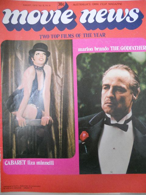MOVIE NEWS (Au) magazine side cover  Vol 8 # 8 August 1972