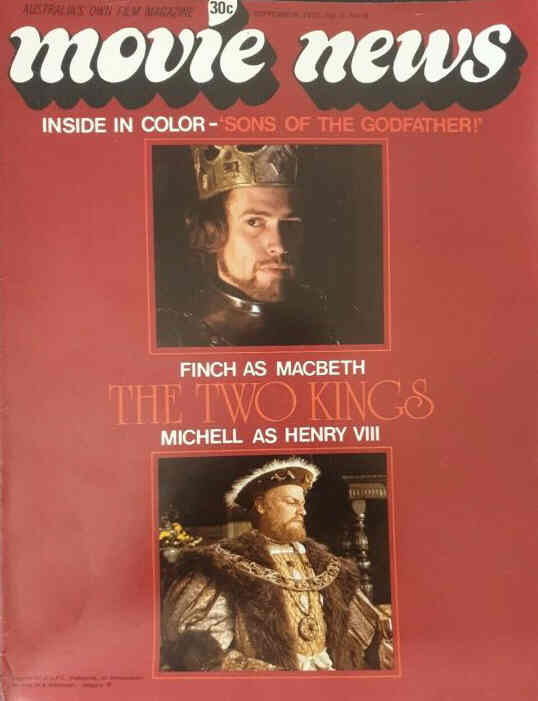 MOVIE NEWS (Au) magazine side cover  Vol 8 # 9 September 1972
