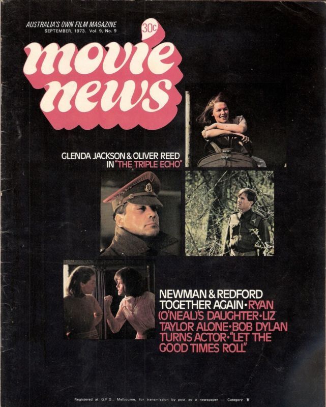 MOVIE NEWS (Au) magazine side cover  Vol 9 # 9 September 1973