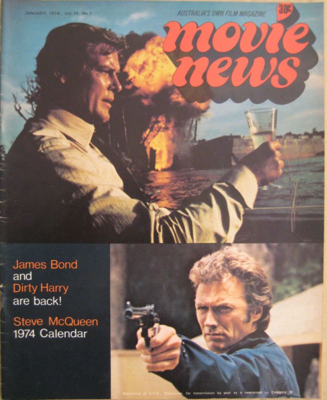 MOVIE NEWS (Au) magazine side cover  Vol 10 # 1 January 1974
