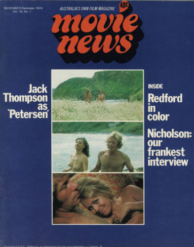 MOVIE NEWS (Au) magazine side cover  Vol 10 # 7 November/December 1974