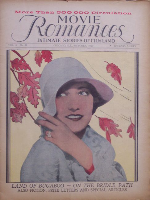 MOVIE ROMANCES magazine side cover October 1929