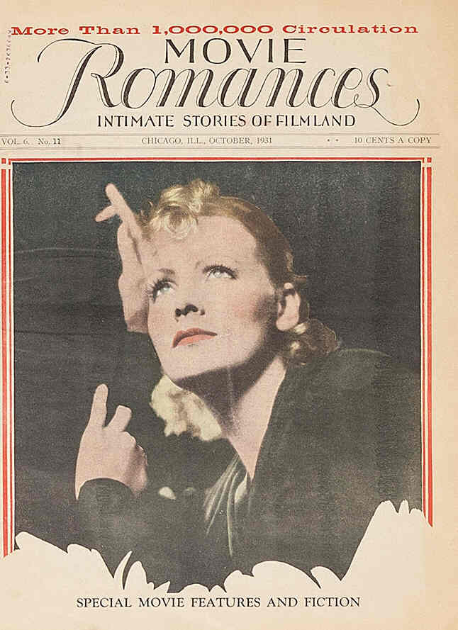 MOVIE ROMANCES magazine side cover October 1931
