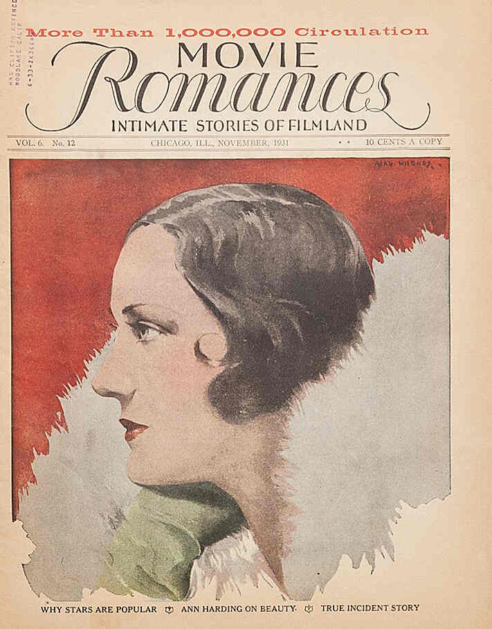 MOVIE ROMANCES magazine side cover November 1931