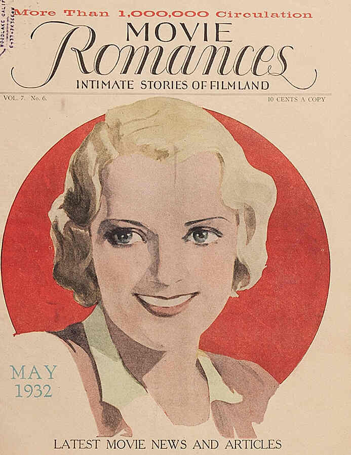 MOVIE ROMANCES magazine side cover May 1932