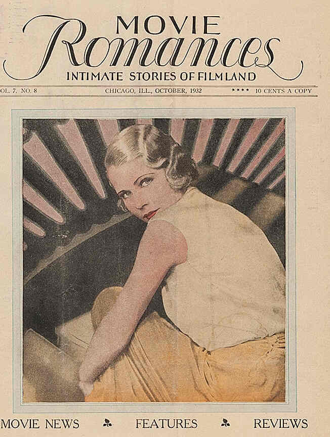 MOVIE ROMANCES magazine side cover October 1932