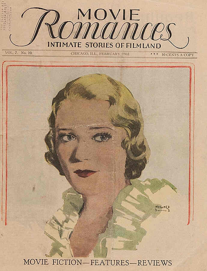 MOVIE ROMANCES magazine side cover February 1933