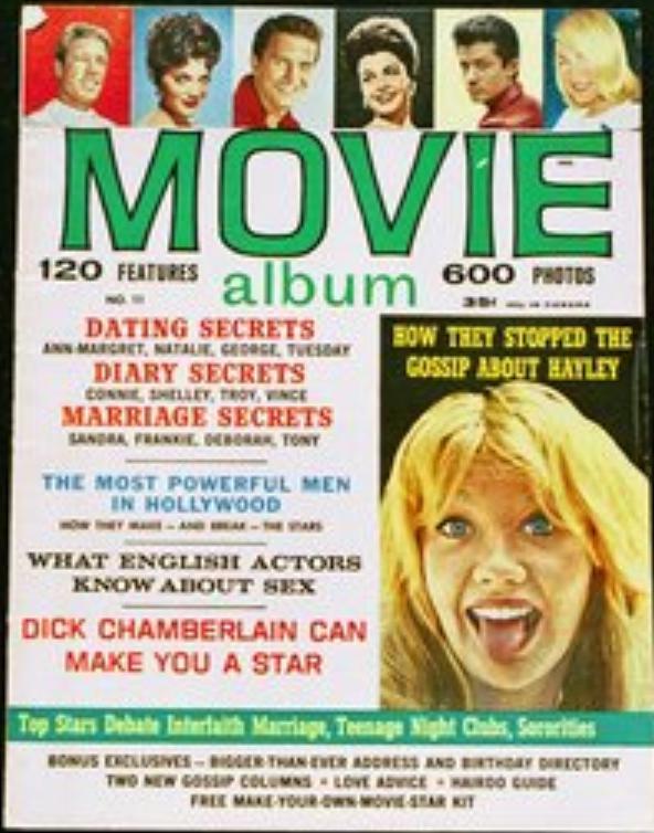 MOVIE ALBUM (60s) magazine side cover Issue 11   1963
