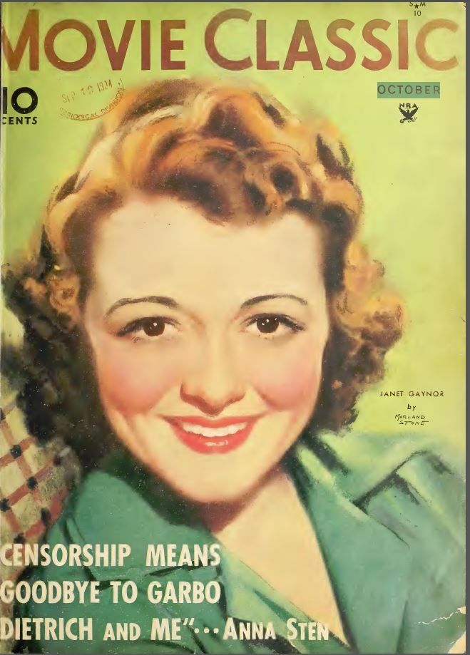 MOVIE CLASSIC magazine side cover October 1934