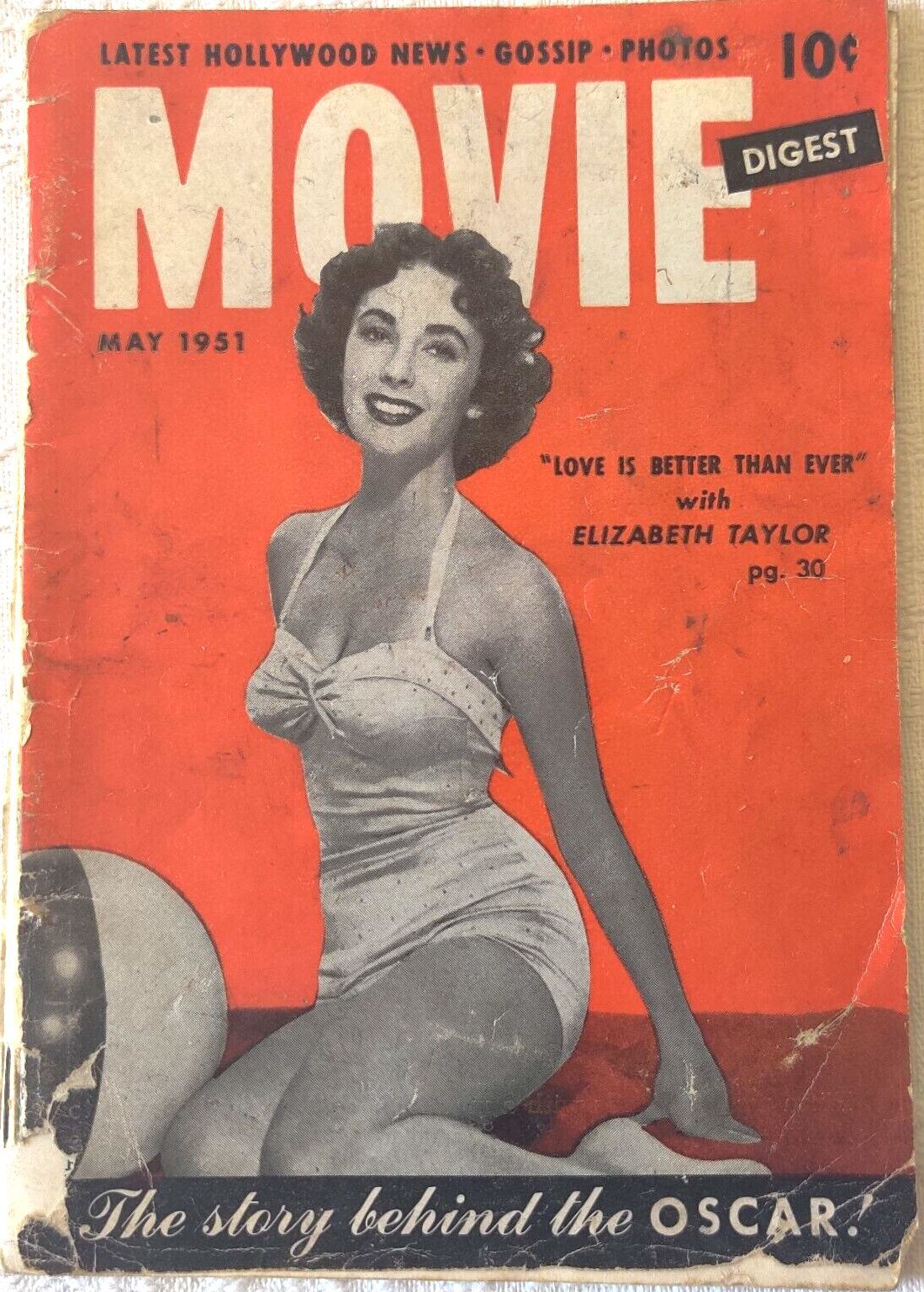 MOVIE DIGEST (50s) magazine side cover  Vol 1 No  1  May 1951