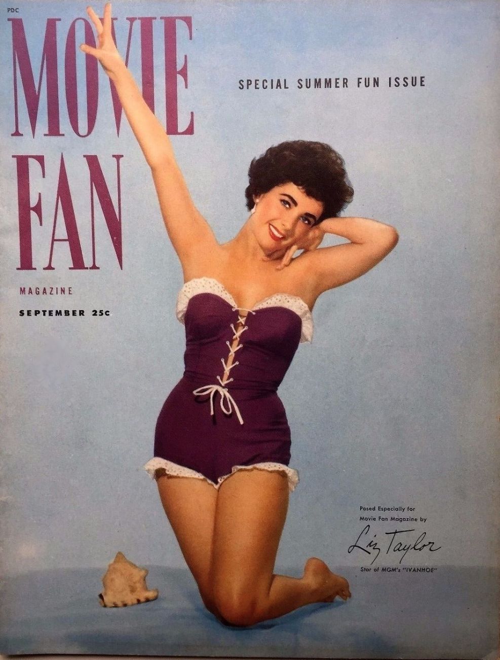 MOVIE FAN magazine side cover  Vol 7 No  1  September 1952