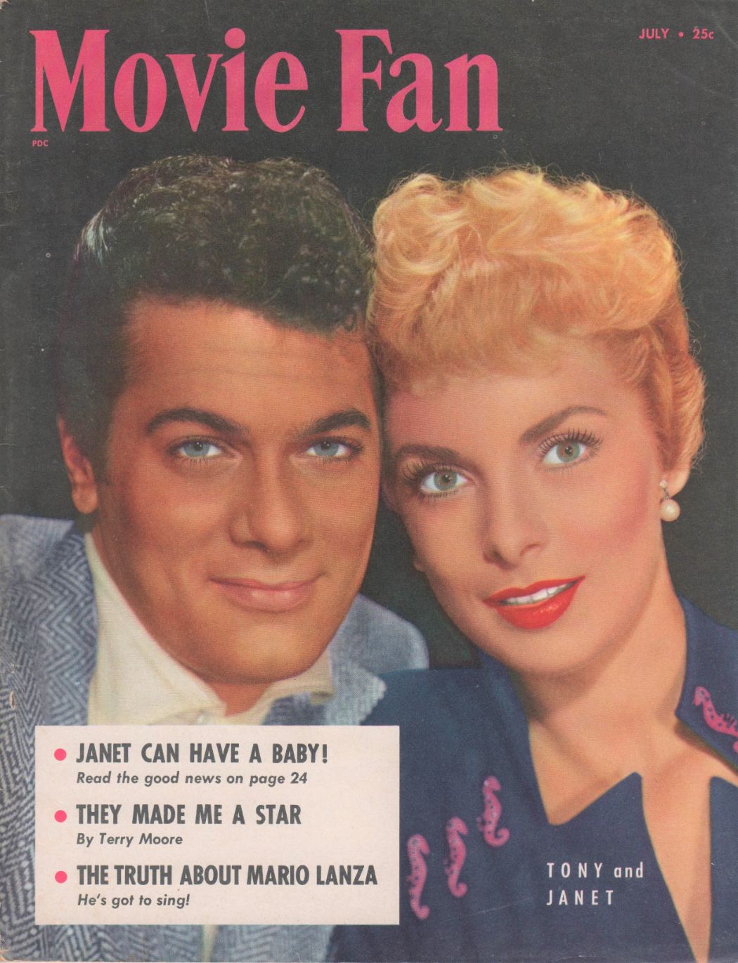 MOVIE FAN magazine side cover  Vol 8 No  4  July/August 1953