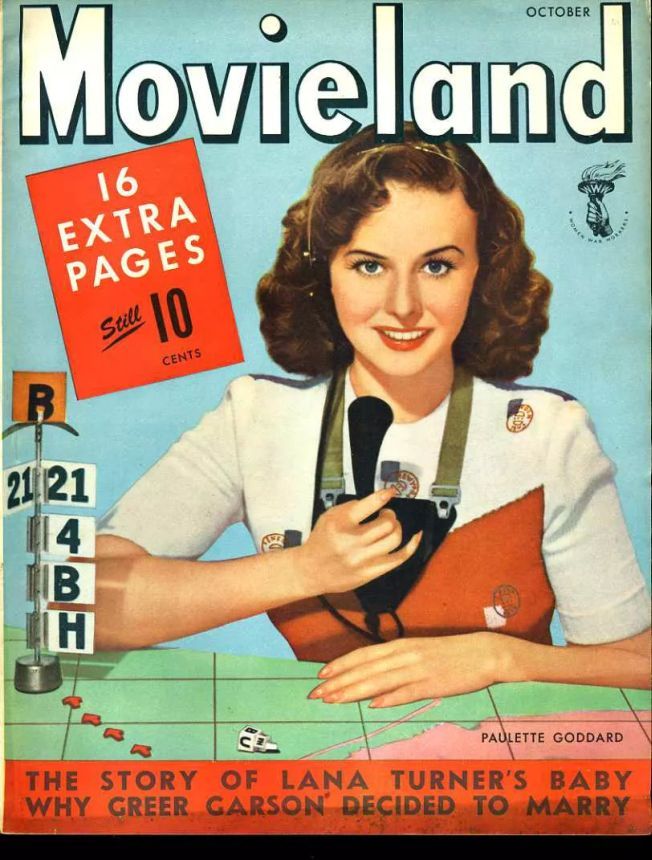 MOVIELAND/MOVIELAND AND TV TIME magazine side cover October 1943